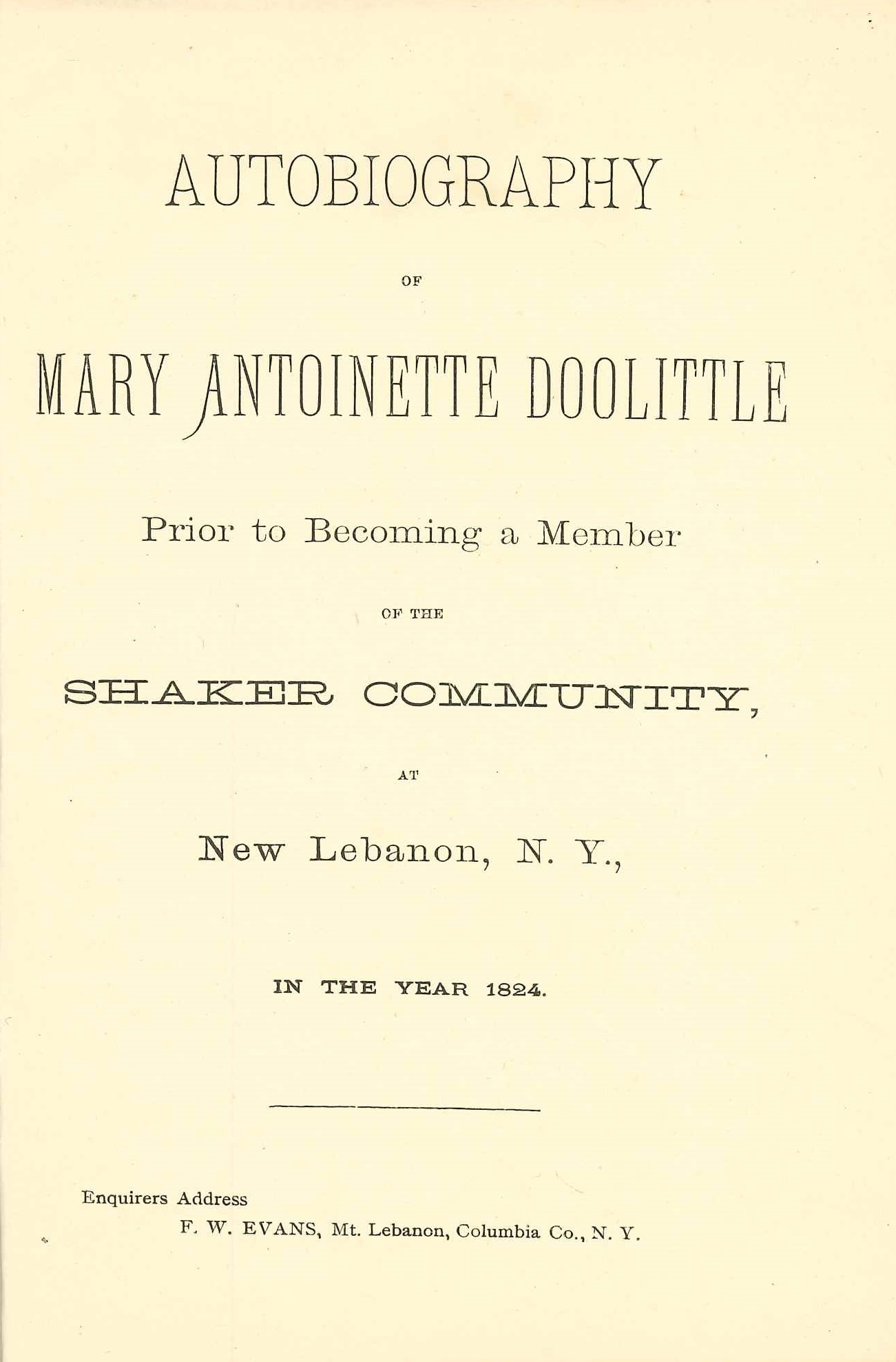 Autobiography of mary anthony dooley.