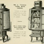 An old advertisement for a stove with a chimney.