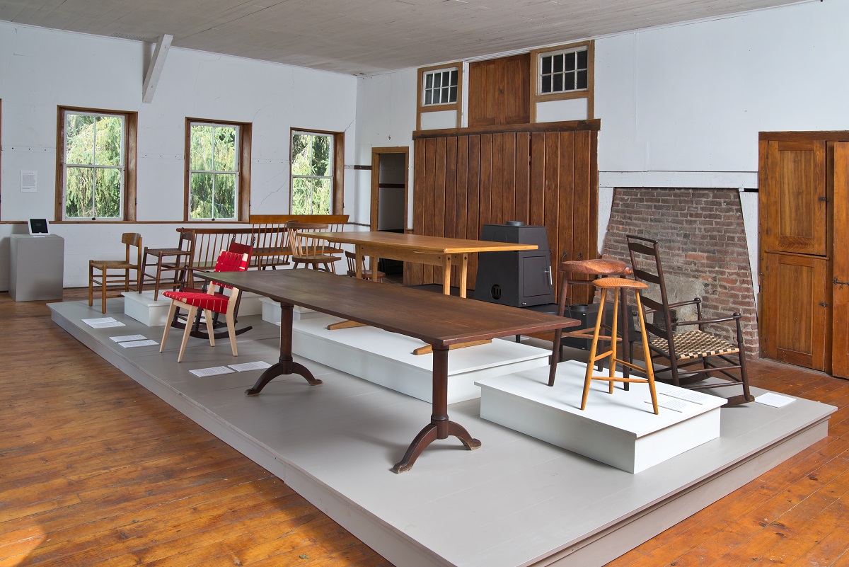 Wooden floor in the room.