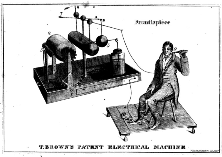 A black and white illustration of a man sitting in front of a machine.