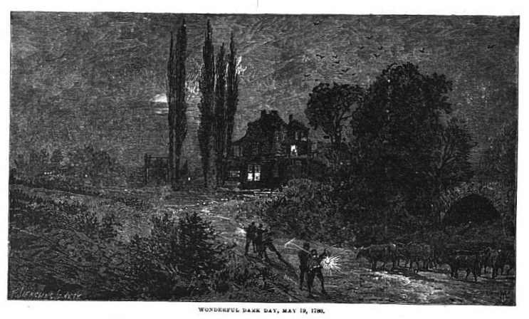 A black and white illustration of a house at night.