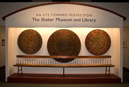 An eye perspective at the shaker museum and library.