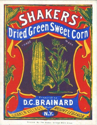 Shaker's dried green sweet corn label.