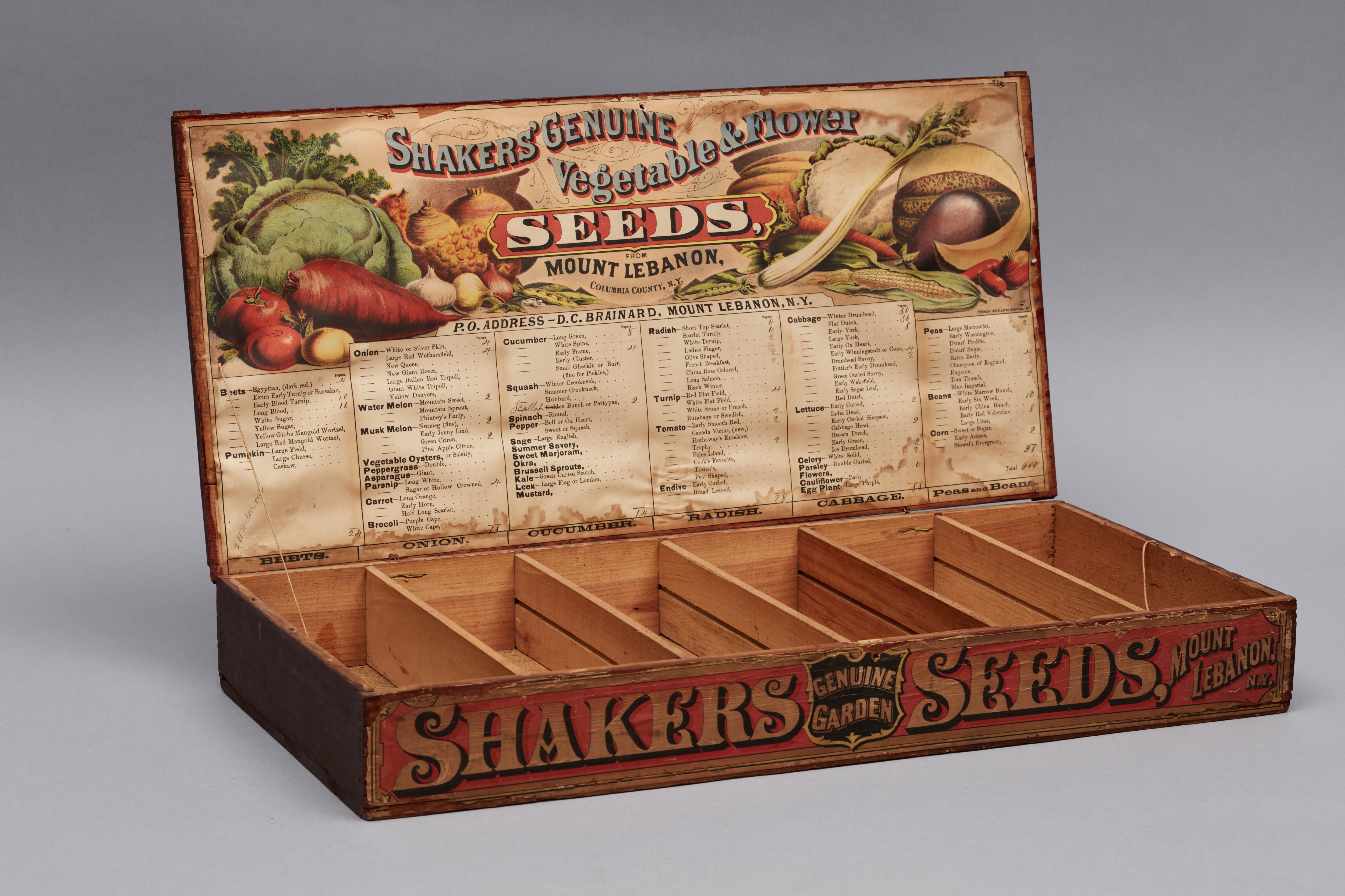 Shaker's seed box, 19th century.
