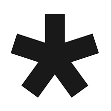 A solid black asterisk symbol with six equally spaced arms on a white background.