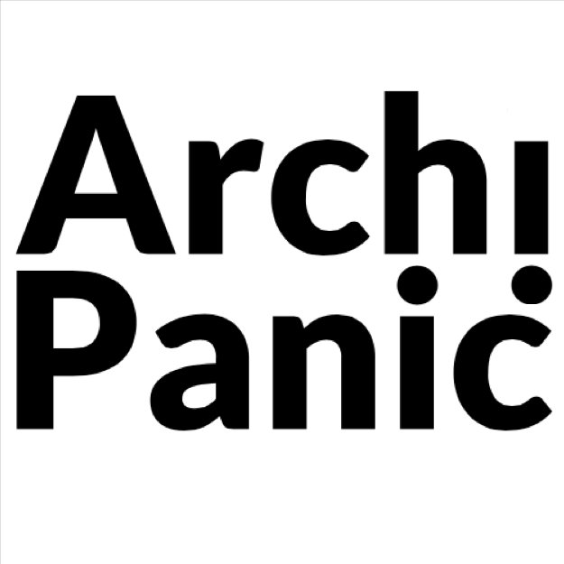 Bold black text on a white background reads "Archi Panic" with the words stacked vertically.